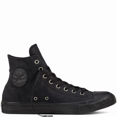 Converse Chuck Taylor All Star Leather High Tops Mens - Black/Black/Black Shoes (408YLURD)